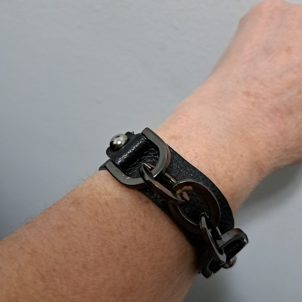 Black leather bracelet